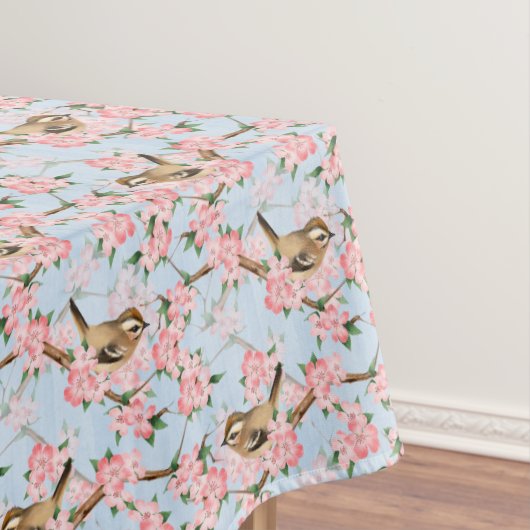 Vogels en bloemen. Veerlooppatroon Tafelkleed (Voorbeeld)