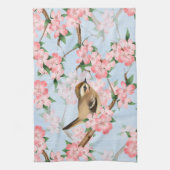 Vogels en bloemen. Veerlooppatroon Theedoek (Verticaal)