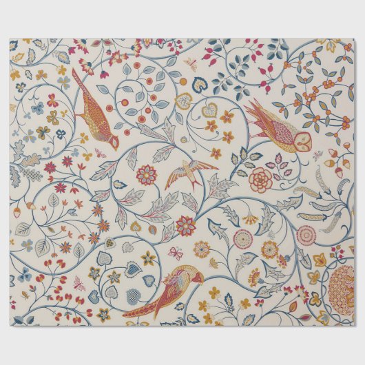 Vogels en bloemen, William Morris Cadeaupapier (Vlak)