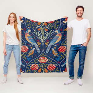 Vogels en bloemen, William Morris Fleece Deken
