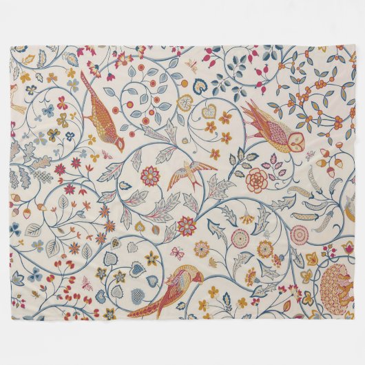 Vogels en bloemen, William Morris Fleece Deken (Voorkant (Horizontaal))