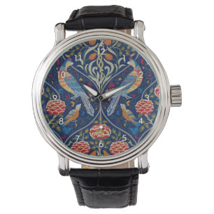 Vogels en bloemen, William Morris Horloge