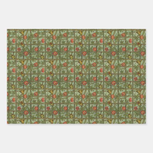 vogels en bloemen William Morris Pattern Inpakpapier Vel (Voorkant 2)