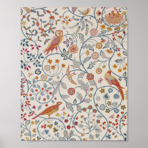 Vogels en bloemen, William Morris Poster