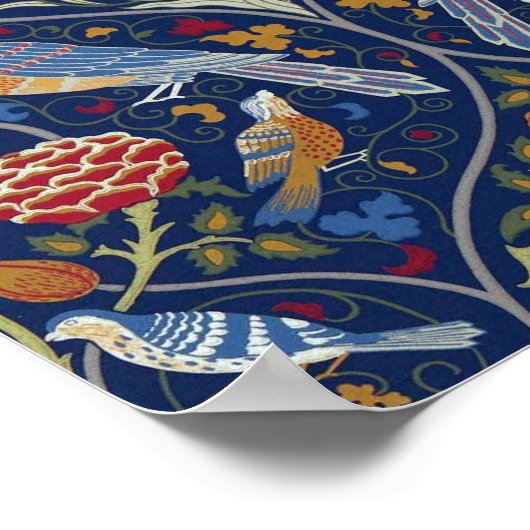 Vogels en bloemen, William Morris Poster (Hoek)