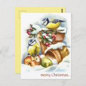 vogels en bloempotten Kerst Briefkaart (Voorkant / Achterkant)