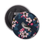 Vogels en bloesems button flesopener (Voorkant)