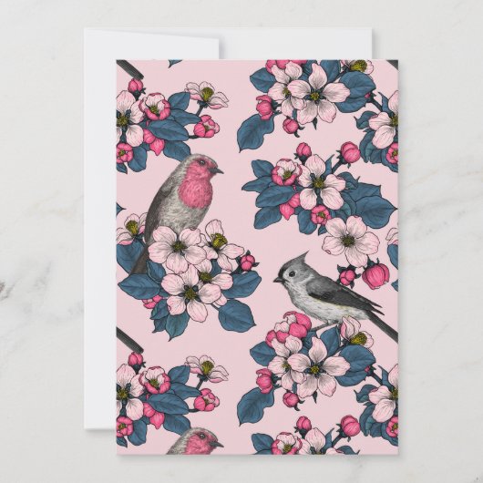 Vogels en bloesems op roze (Voorkant)