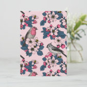 Vogels en bloesems op roze (Staand voorkant)