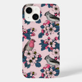 Vogels en bloesems op roze Case-Mate iPhone case (Achterkant)