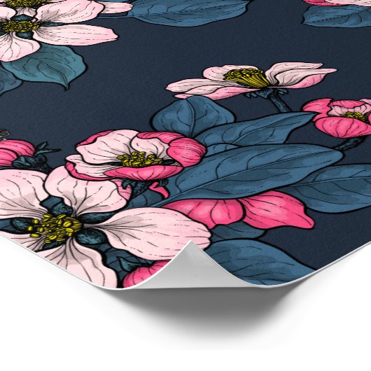 Vogels en bloesems poster (Hoek)