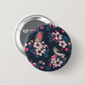 Vogels en bloesems ronde button 5,7 cm (Voorkant /achterkant)