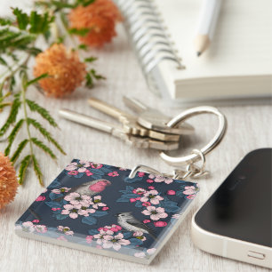 Vogels en bloesems sleutelhanger