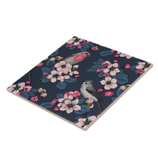 Vogels en bloesems tegeltje (Zijkant)