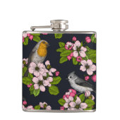 Vogels en bloesems, zwart heupfles (Voorkant)