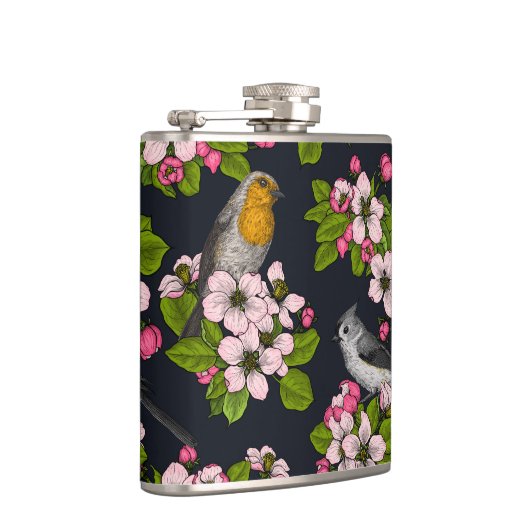 Vogels en bloesems, zwart heupfles (Rechts)