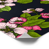 Vogels en bloesems, zwart poster (Hoek)