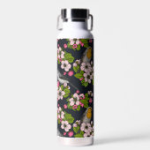 Vogels en bloesems, zwart waterfles (Voorkant)