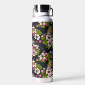 Vogels en bloesems, zwart waterfles (Achterkant)