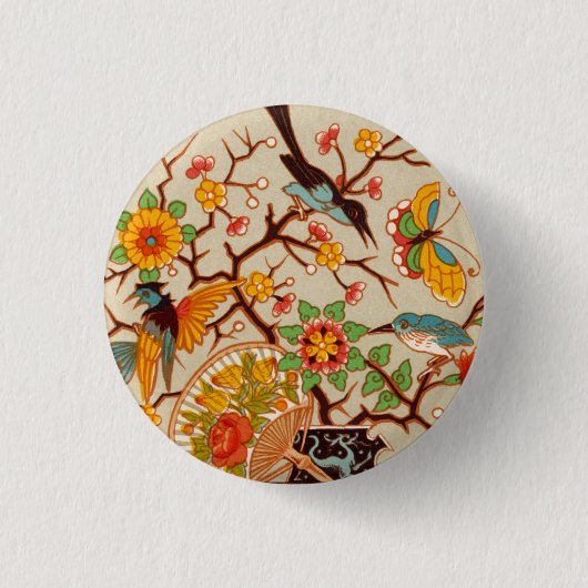 Vogels en Buttonnen van Butterflies Ronde Button 3,2 Cm (Voorkant)