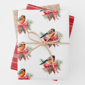 vogels en dennenappels inpakpapier vel (In situ)