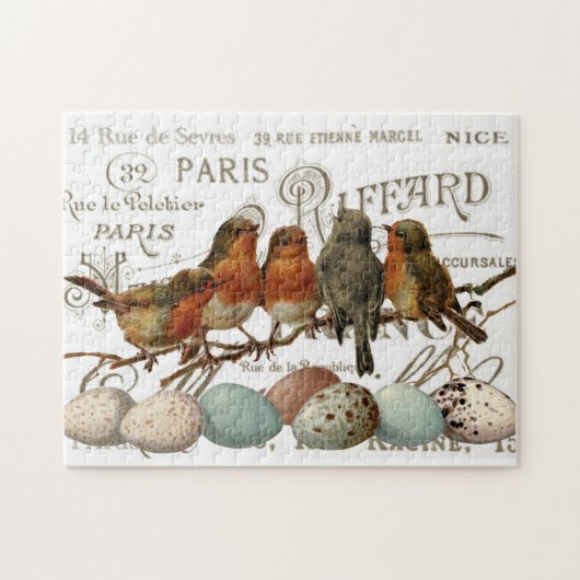 Vogels en eieren  Franse namen Puzzle Legpuzzel (Horizontaal)