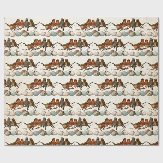 Vogels en eieren Robin  Parchment Decoupage Cadeaupapier (Vlak)