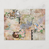 vogels en Ephemera Collage Briefkaart (Voorkant)