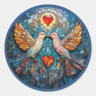 Vogels en Harten Liefde voor Cadeau & Decoratie Ronde Sticker