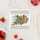 vogels en Holly Grey Kerstmis Servetten (Insitu)