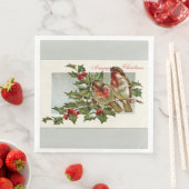 vogels en Holly Grey Kerstmis Servetten (Insitu)