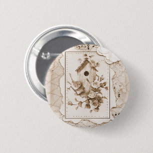 vogels en House Shabby Chic Ronde Button 5,7 Cm