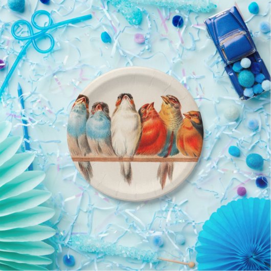 Vogels en kalm papieren bordje (Feest)