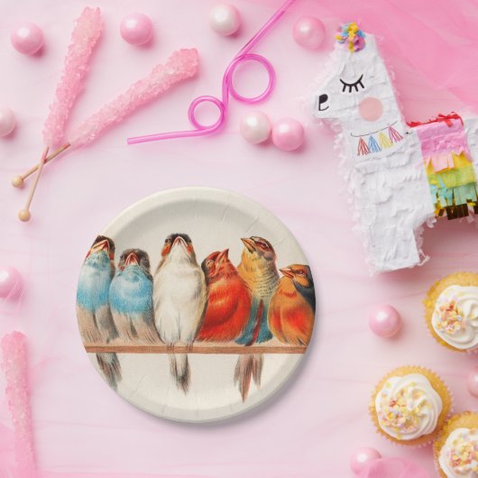 Vogels en kalm papieren bordje (Feest)