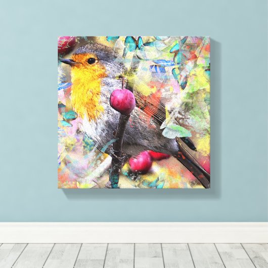 Vogels en kersenbloesems canvas afdruk (Insitu (Houten vloer))