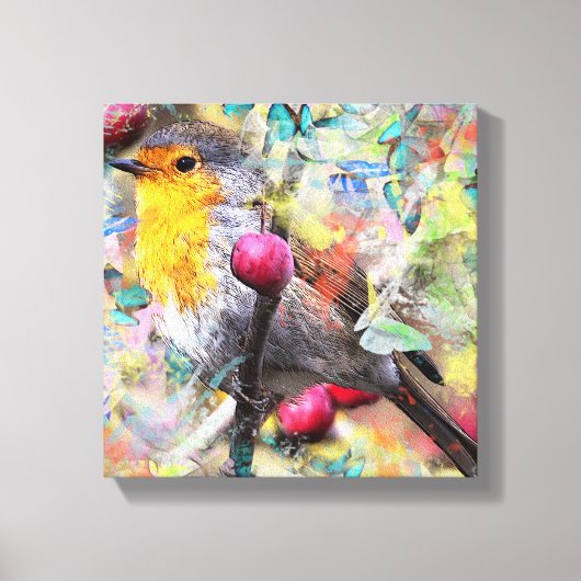 Vogels en kersenbloesems canvas afdruk (Voorkant)