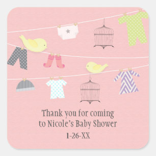 Vogels en kleding op Baby shower voor Stickers