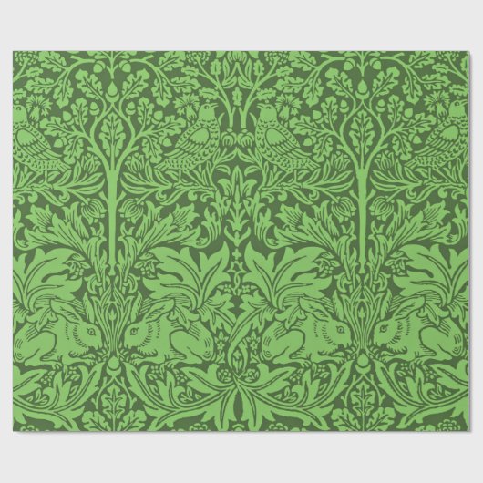 Vogels en Konijnen, smaragdgroen, Cadeaupapier (Vlak)