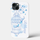 Vogels en kooiacha (blauwe naam) ifoondooi Case-Mate iPhone case (Achterkant)