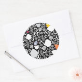 Vogels en kopjes ronde sticker (Envelop)