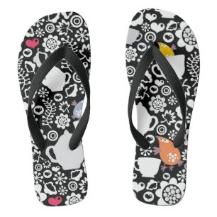 Vogels en kopjes teenslippers