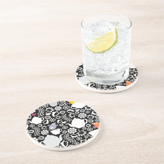 Vogels en kopjes zandsteen onderzetter (Zijkant)