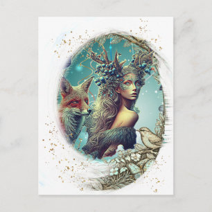 Vogels en Natuur Antieke Foto Frame met Rolwerk Briefkaart