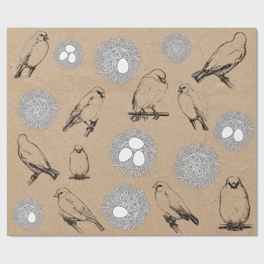  vogels en nestkraft Brown Cadeaupapier (Vlak)