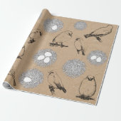  vogels en nestkraft Brown Cadeaupapier (Uitgerold)
