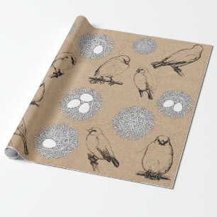 vogels en nestkraft Brown Cadeaupapier