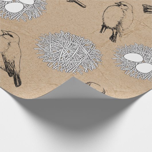 vogels en nestkraft Brown Cadeaupapier (Hoek)