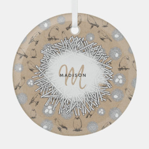  vogels en nestkraft Brown Glas Ornament