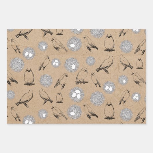  vogels en nestkraft Brown Inpakpapier Vel (Voorkant 3)