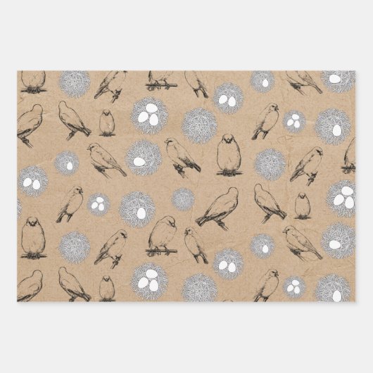  vogels en nestkraft Brown Inpakpapier Vel (Voorkant 2)